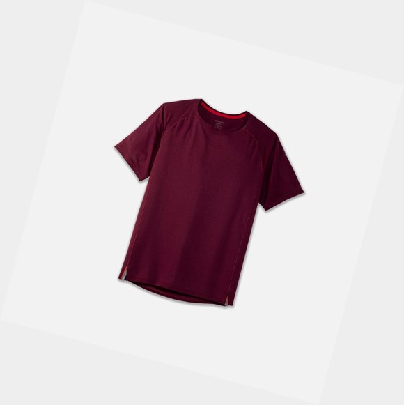 Men's Brooks Ghost Sleeve Tops Heather Merlot | 2341RPTHM