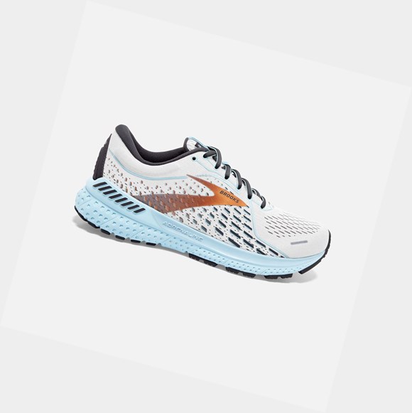 Women's Brooks Adrenaline GTS 21 Road Running Shoes White / Alloy / Light Blue | 1082FJVOY